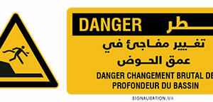 Danger Changement brutal de profondeur du bassin