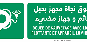 Bouée de sauvetage avec ligne flottante et appareil lumineux