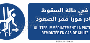 Quitter immédiatement la piste de remontée en cas de chute Plaque horizontale