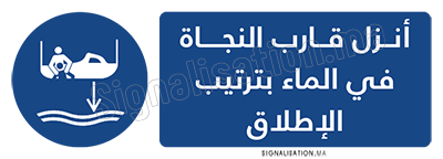 Abaisser le canot de sauvetage à l’eau dans l’ordre de lancement Plaque horizontale