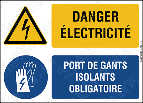 Danger électricité, casque de protection obligatoire