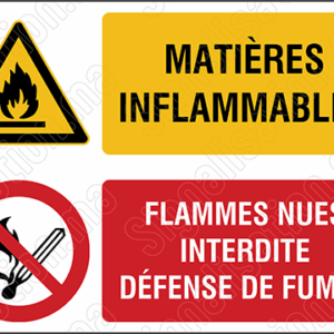 Matières inflammables - Flammes nues interdite - défense de fumer